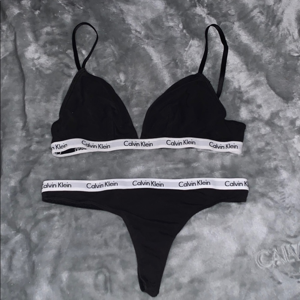 Calvin Klein matching black bralette and thong